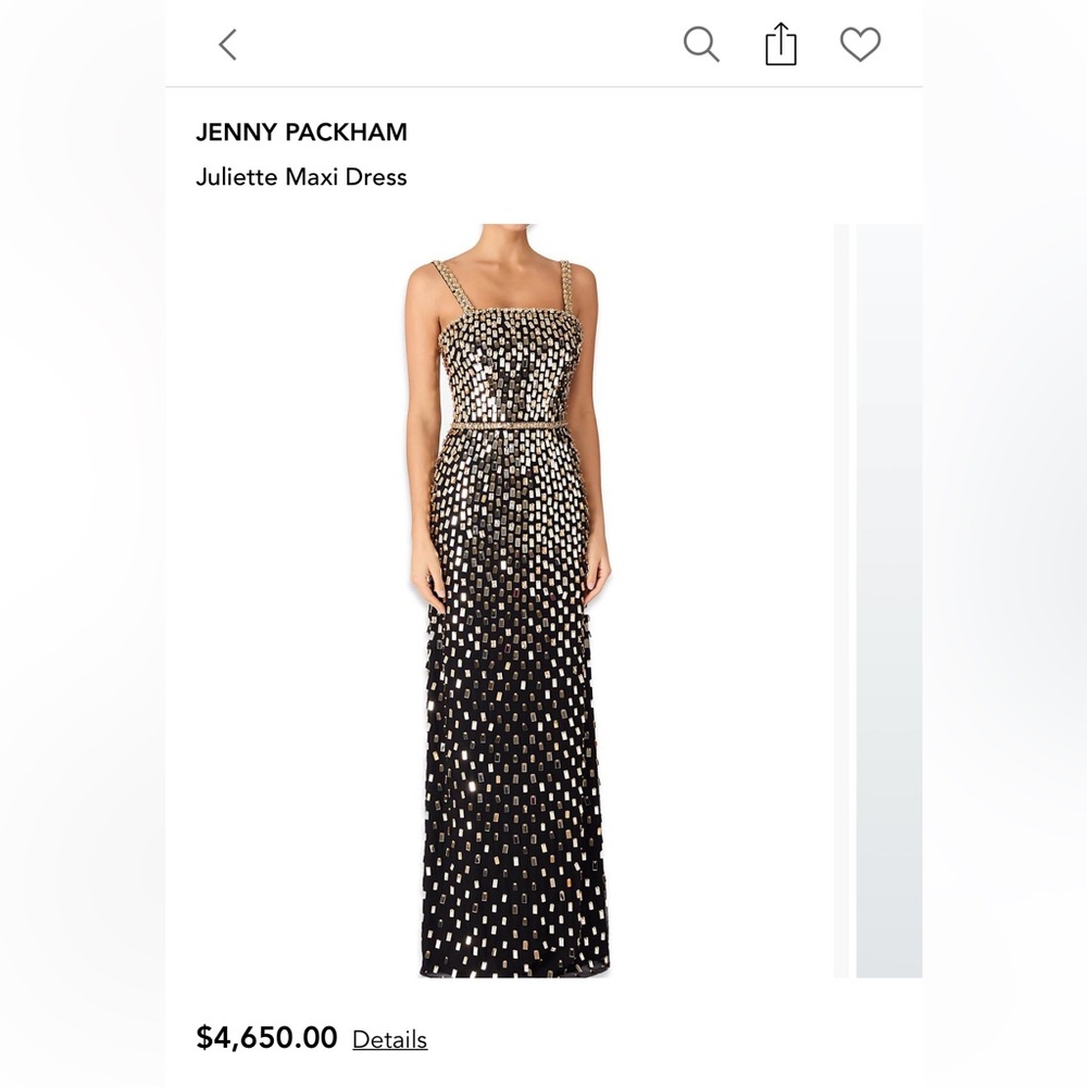Jenny Packham Black and Silver Sequin gown Dress UK10/ US 6